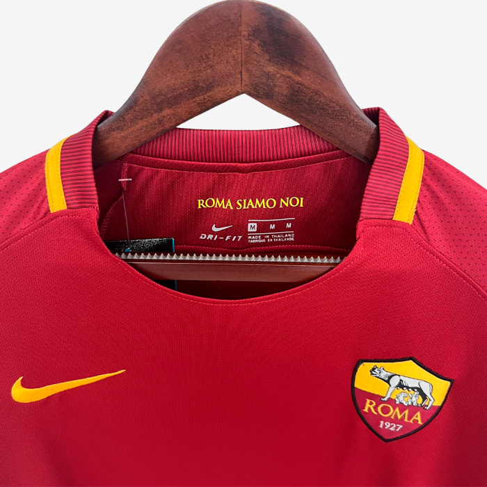 AS Roma 2017/18 Home Jersey Long Sleeve - Retro Version - Image 8
