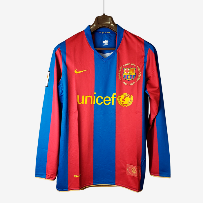 Barcelona 2007/08 Home Jersey Long Sleeve - Retro Version - Image 1