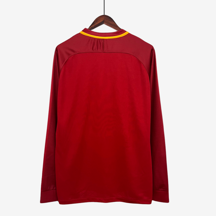 AS Roma 2017/18 Home Jersey Long Sleeve - Retro Version - Image 3