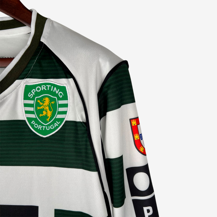 Sporting 2001/03 Home Jersey Long Sleeve - Retro Version - Image 5