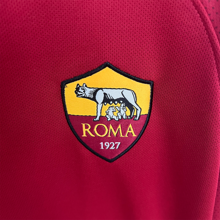 AS Roma 2017/18 Home Jersey Long Sleeve - Retro Version - Image 4