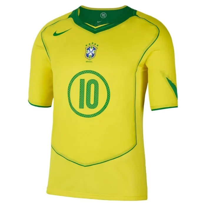 Brazil Total 90 2004 Ronaldinho #10 Home Jersey Reissue - Fan Version - Image 1