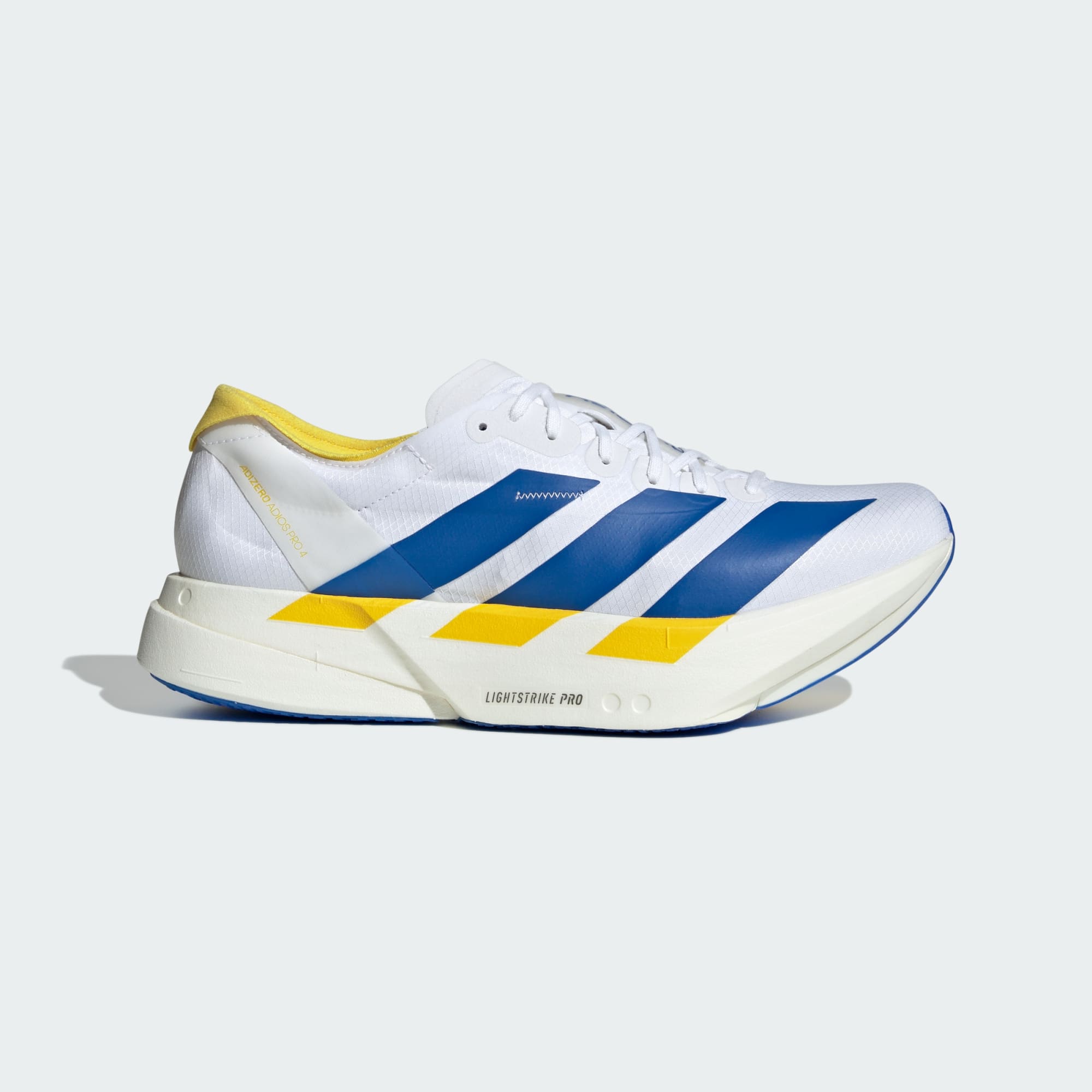 ADIZERO_ADIOS_PRO_4_SHOES_White_KI9388_01_00_standard Adidas adizero Adios Pro 4 Cloud White / Blue / Yellow - Image 1