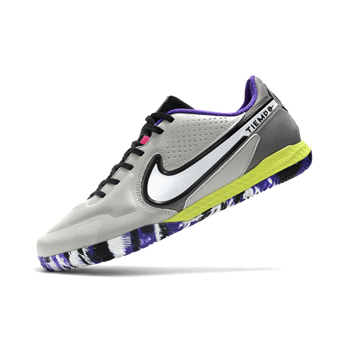 Nike React Tiempo Legend 9 IC Pro - Light Smoke Grey/White/Smoke Grey/Volt - Image 2