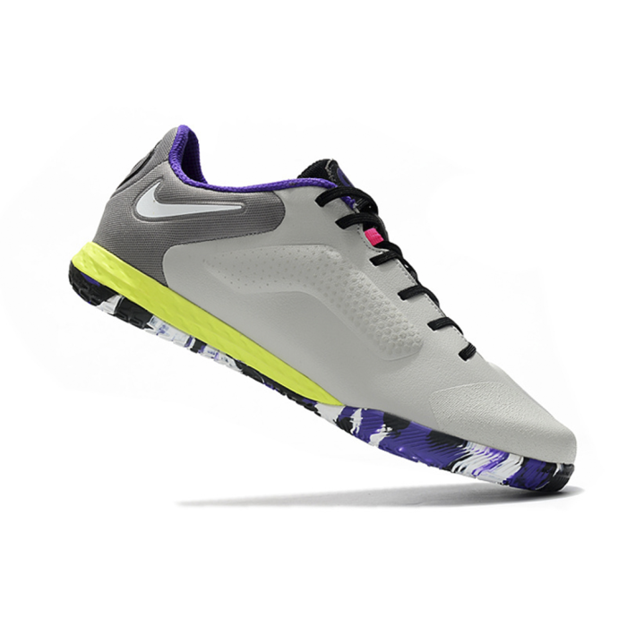 Nike React Tiempo Legend 9 IC Pro - Light Smoke Grey/White/Smoke Grey/Volt - Image 3