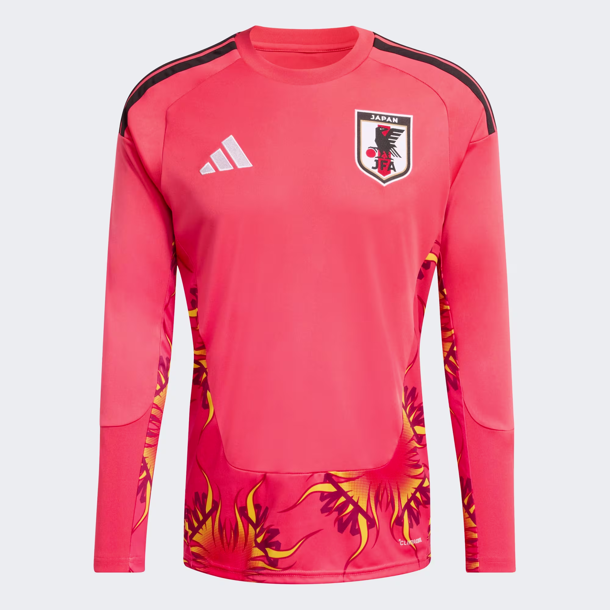 Japan_26_Home_Goalkeeper_Jersey_Long_Sleeve_Red_KA9649_01_laydown Japan 2026 Goalkeeper Long Sleeve Jersey – Fan Version - Image 1