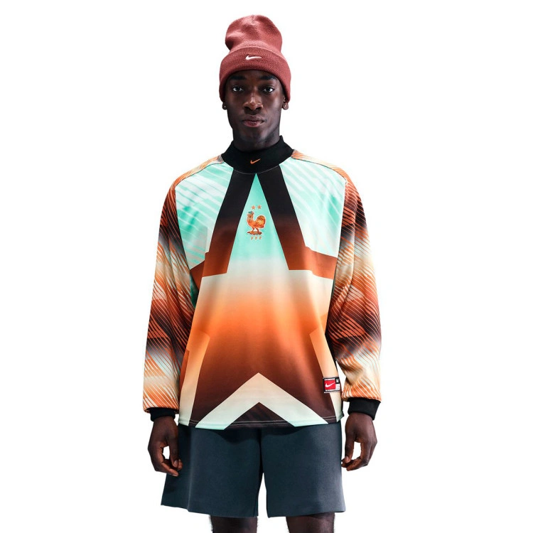 camiseta-nike-goalkeeper-france-black-monarch-metallic-copper-0 France 2026 Goalkeeper Long Sleeve Jersey – Fan Version - Image 1